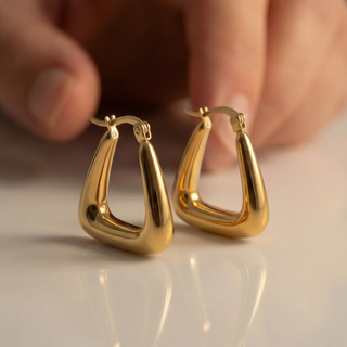 Selena Gold-plated Triangular hoop earrings