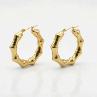 Bamboo Gold-Plated Hoop Earrings