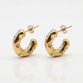 Blair Glossy Pearl Zircon Hoops