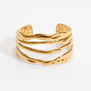 Freya Triple Wave Cuff Bracelet on a white background, front view
