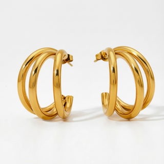 Lola Plain Triple Hoop Earrings