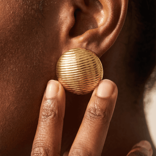 Della Dome Stud Earrings on a white background, additional angle