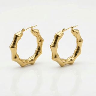 Bamboo Gold - Plated Hoop Earrings - Adelfi London