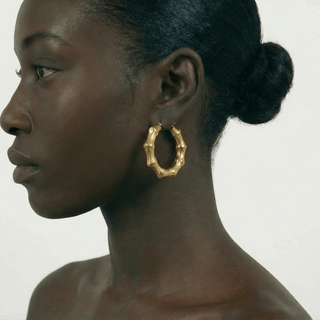 Bamboo Gold - Plated Hoop Earrings - Adelfi London