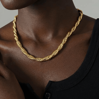 Golden Twisted Chain Necklace - Adelfi London