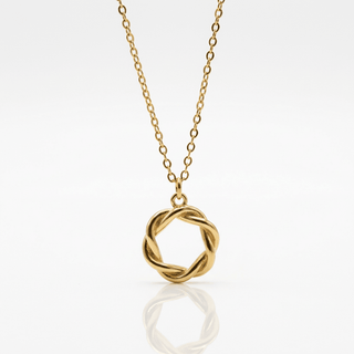 Golden Twisted Wreath Pendant Necklace - Adelfi London