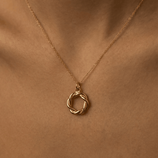 Golden Twisted Wreath Pendant Necklace - Adelfi London