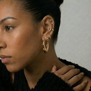 Jayde Geometric Oval Hoops - Adelfi London