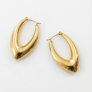 Jayde Geometric Oval Hoops - Adelfi London