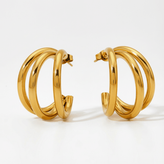 Lola Plain Triple Hoop Earrings - Adelfi London