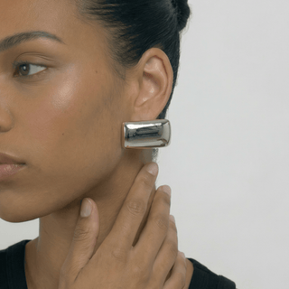Luma Rectangle Statement Stud Earrings - Adelfi London