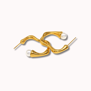River pearl gold - plated hoop earrings - Adelfi London