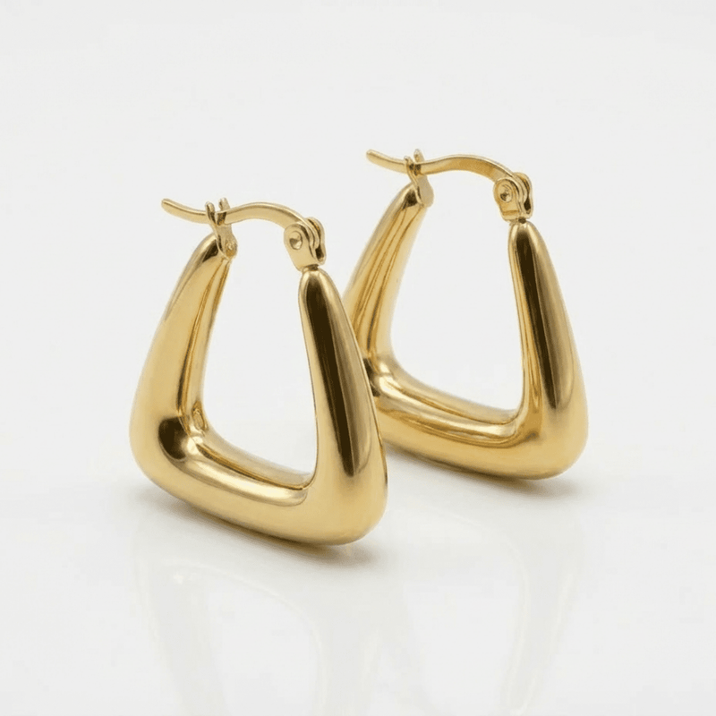 Selena Gold - plated Triangular hoop earrings - Adelfi London