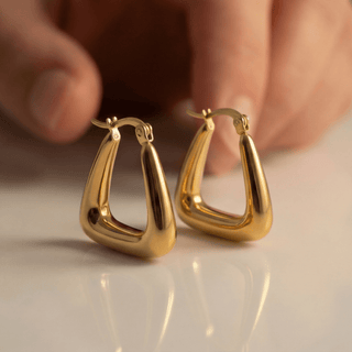 Selena Gold - plated Triangular hoop earrings - Adelfi London