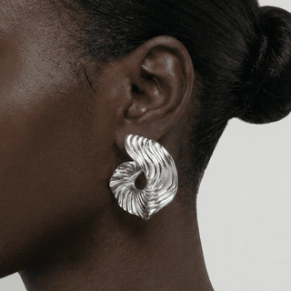 Sora Swirl Statement Stud Earrings - Adelfi London