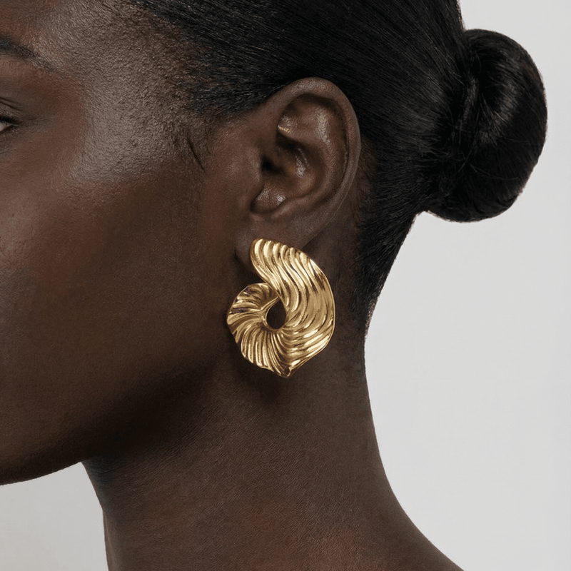 Sora Swirl Statement Stud Earrings - Adelfi London