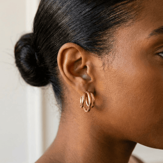 Triple Thread Gold Plated Statement Earrings - Adelfi London