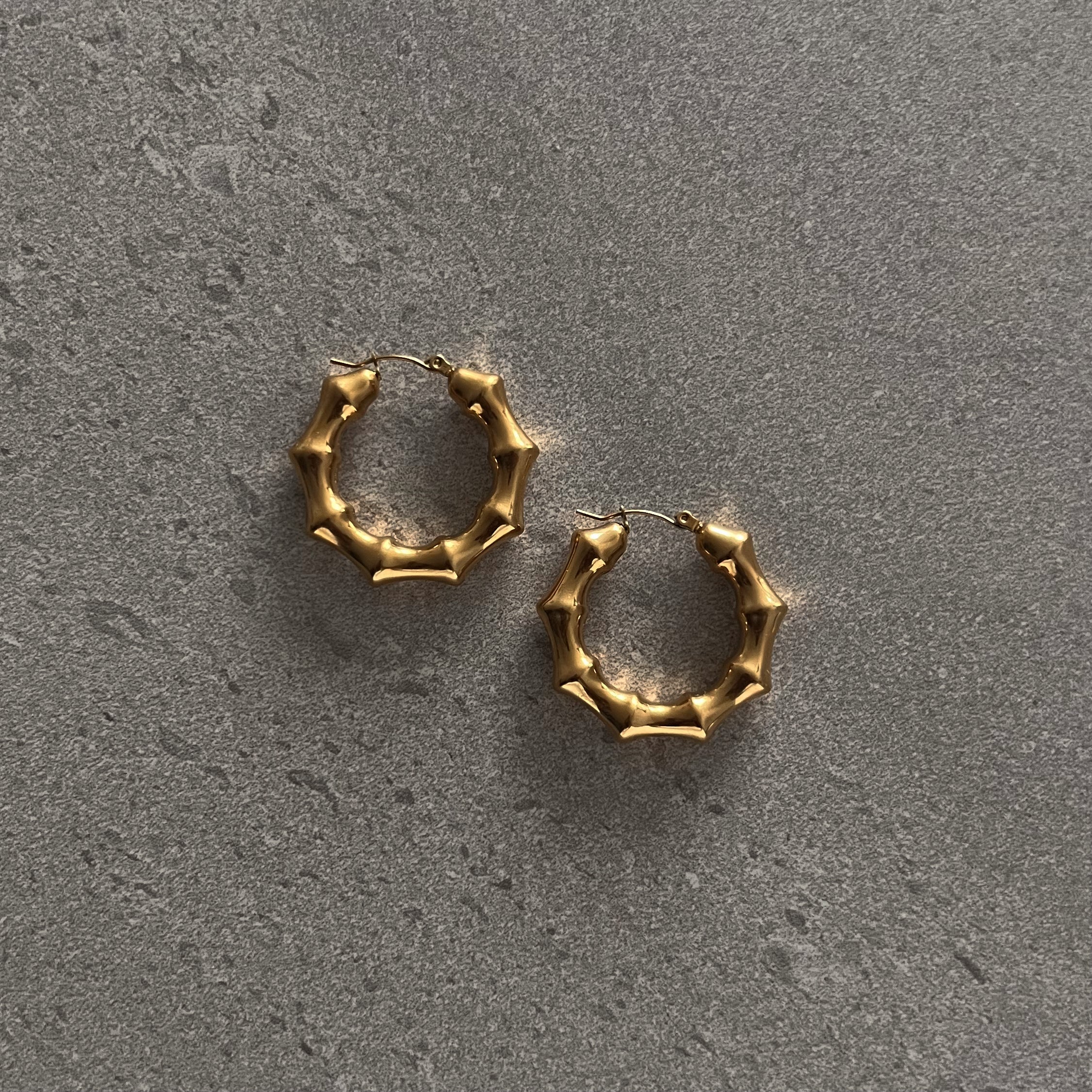 Bamboo Gold-Plated Hoop Earrings – Adelfi London