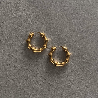 Bamboo Gold-Plated Hoop Earrings - Adelfi London