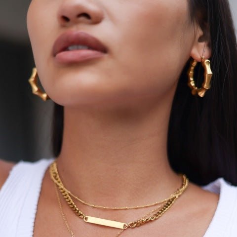 Bamboo Gold-Plated Hoop Earrings - Adelfi London