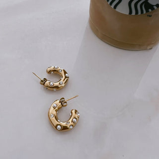 Blair Glossy Pearl Zircon Hoops - Adelfi London