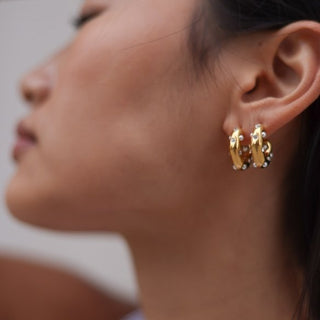 Blair Glossy Pearl Zircon Hoops - Adelfi London