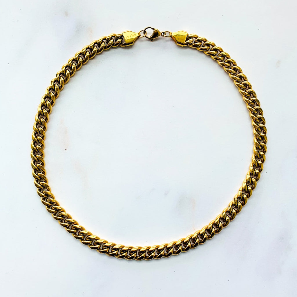 Cuban Gold-plated Chain Necklace - trybe jewellery