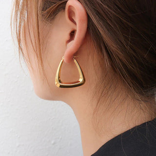 Geometric Triangle Hoop Earrings - Adelfi London