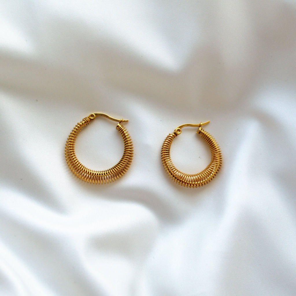 Golden Spring Hoop Earrings - trybe jewellery