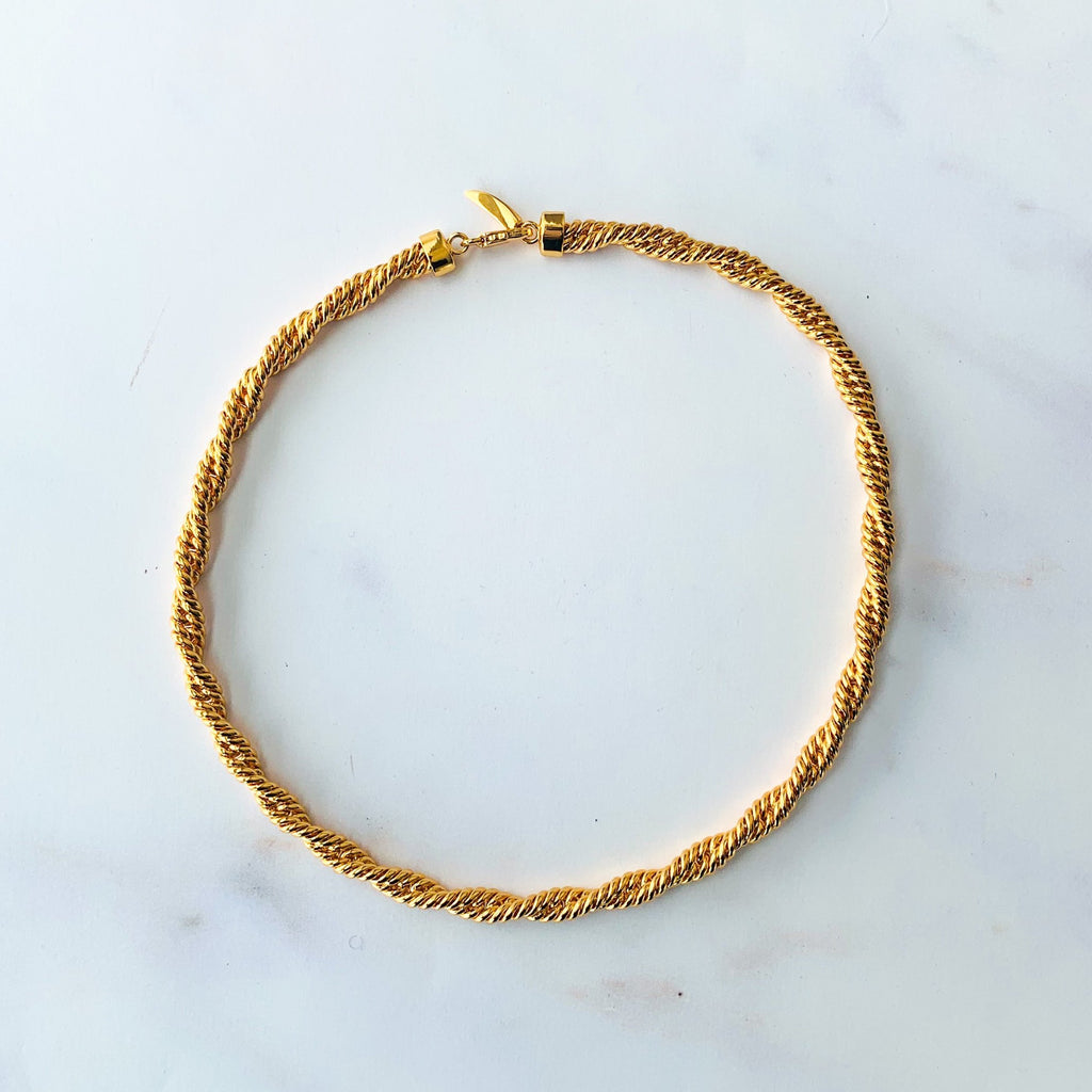 Golden Twisted Chain Necklace - trybe jewellery