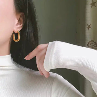 Isla U-Shaped Geometric Earrings - Adelfi London