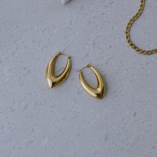 Jayde Geometric Oval Hoops - Adelfi London