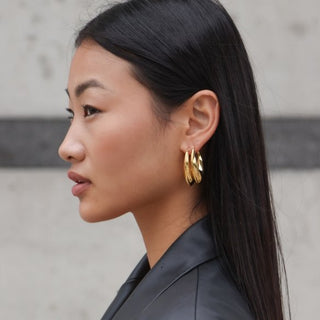 Jayde Geometric Oval Hoops - Adelfi London