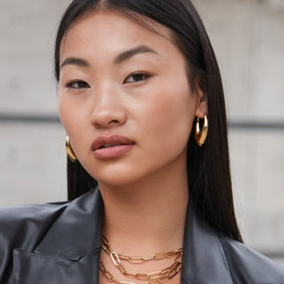 Jayde Geometric Oval Hoops - Adelfi London