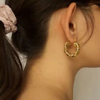 Kyla Bold Twist Hoop Earrings - Adelfi London
