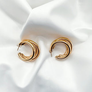 Lola Plain Triple Hoop Earrings - trybe jewellery