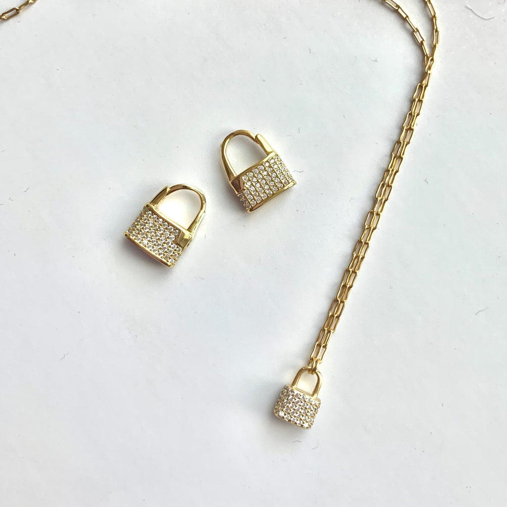 Padlock Gold Pave Necklace - trybe jewellery