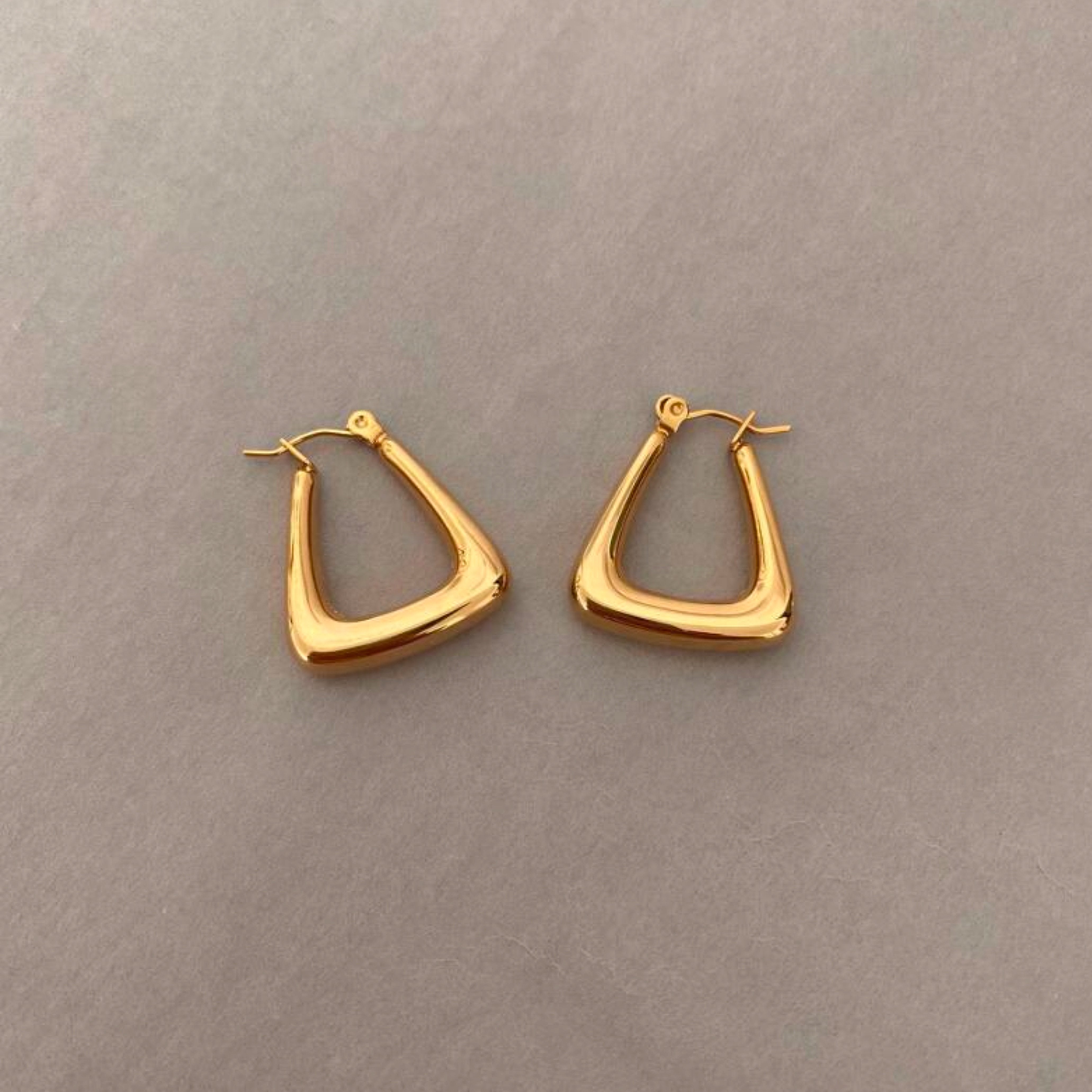 Selena Gold-plated Triangular hoop earrings - trybe jewellery