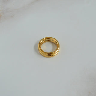 Tai twin band chunky ring gold - plated ring - Adelfi London