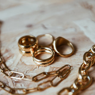 Tai twin band chunky ring gold - plated ring - Adelfi London