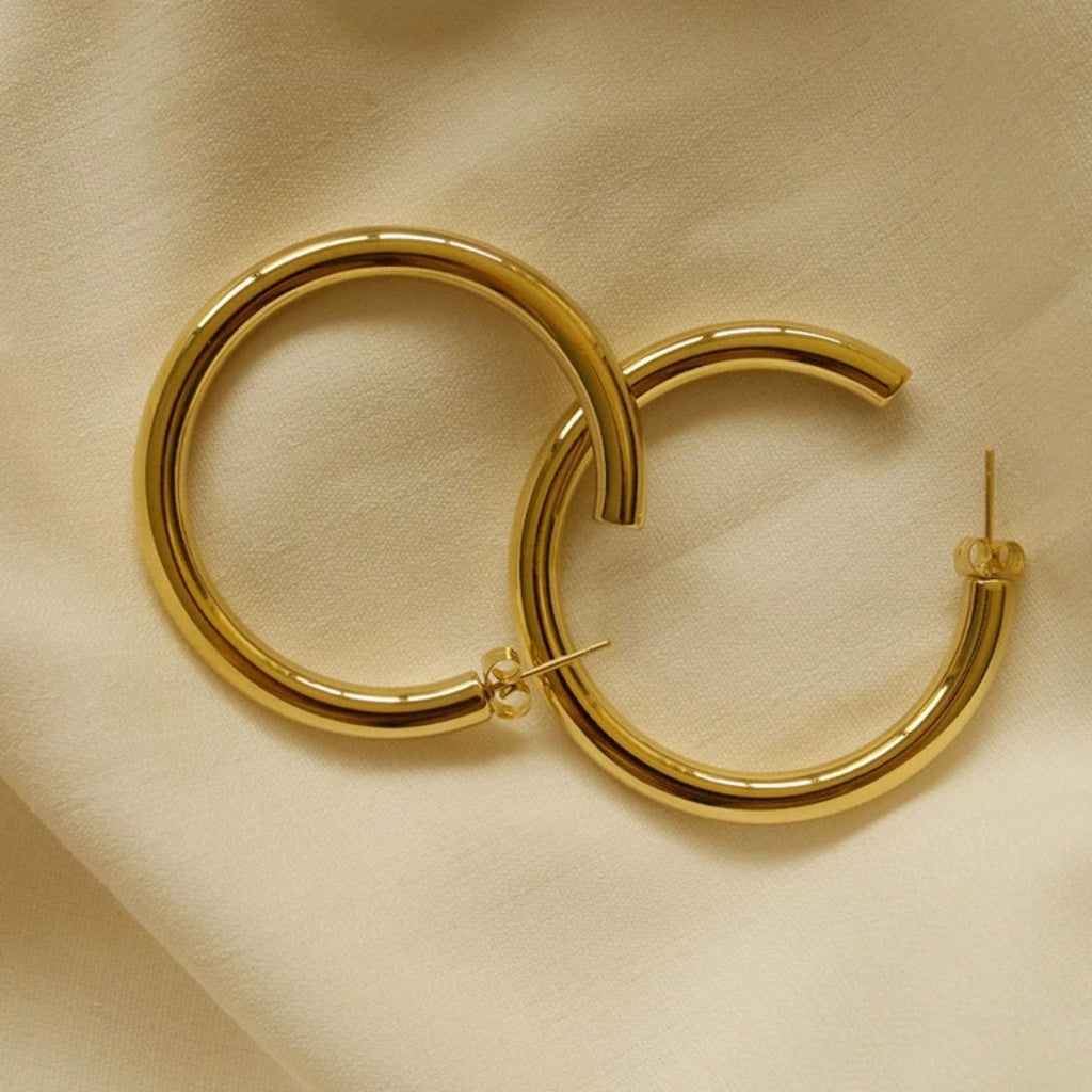 Thin 18k Gold plated hoop earrings - trybe jewellery